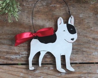 Bull Terrier Ornament, Personalized Christmas Ornament, Custom Dog Ornament, Hand Painted Christmas Ornament