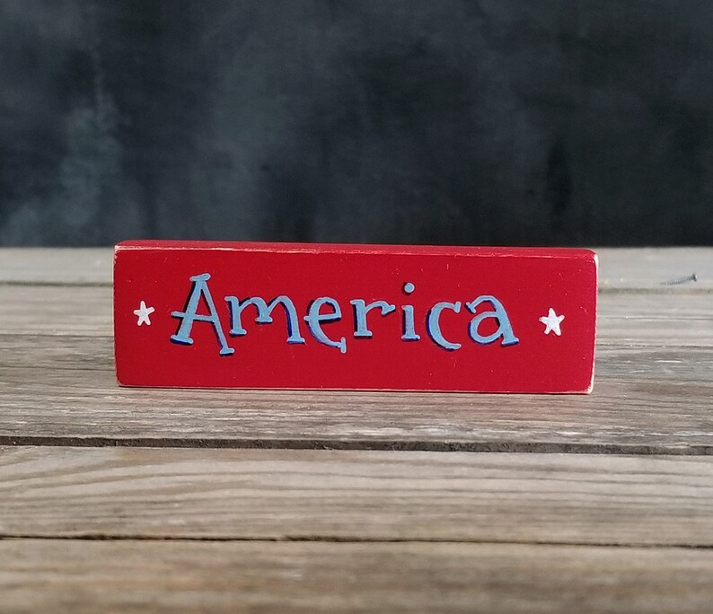 America Shelf Sitter Sign 4th of July Decor Patriotic Shelf Sitter image 1