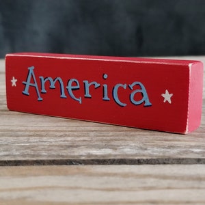 America Shelf Sitter Sign 4th of July Decor Patriotic Shelf Sitter image 2