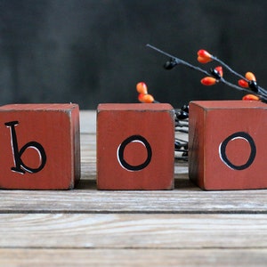 Halloween Tiered Tray Decor, Boo Shelf Sitter Blocks, Primitive Halloween Decor