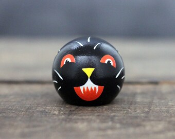Halloween Peg Doll | Black Cat Peg Doll | Vintage Style Halloween Decor