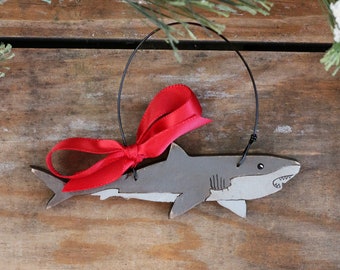 Personalized Shark Ornament | Great White Shark Gift | Hand Painted Christmas Ornament
