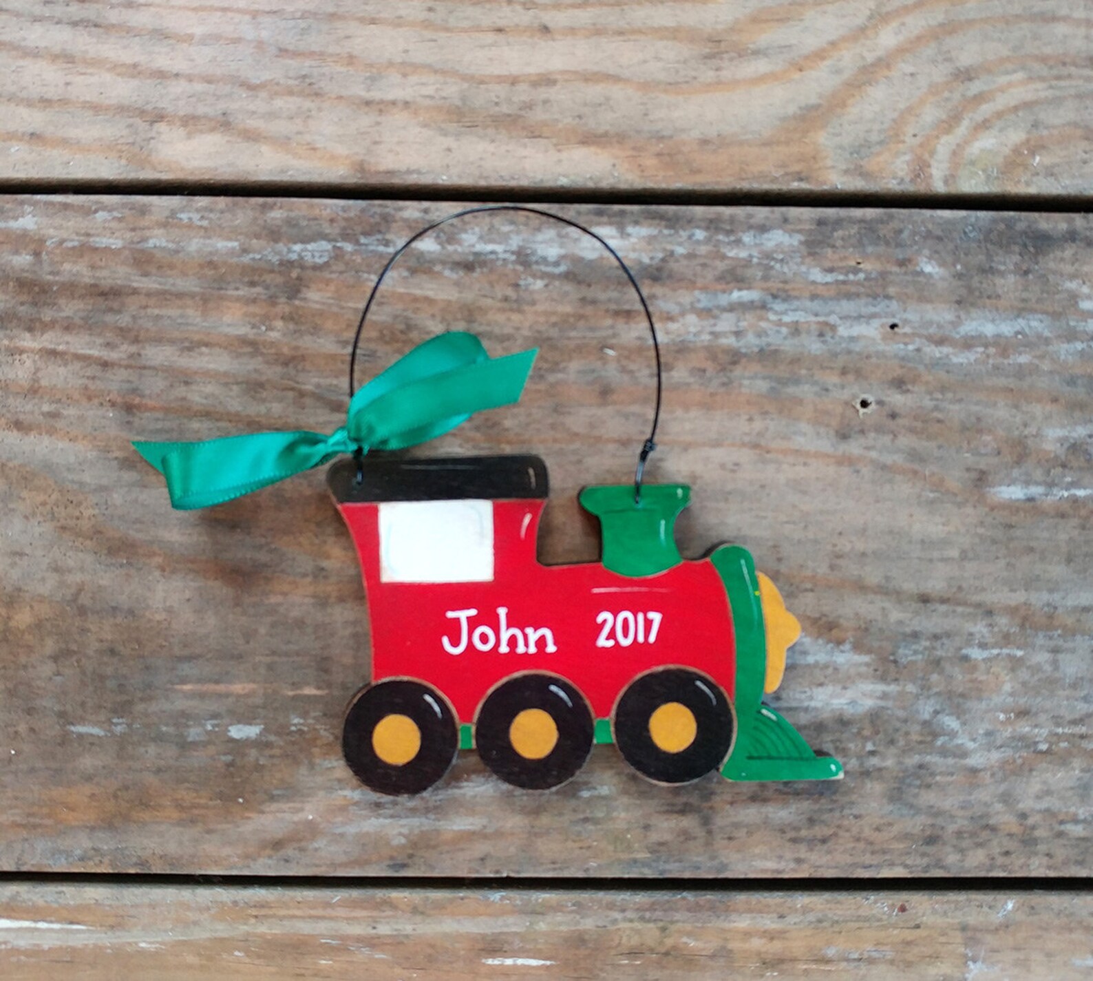 Personalized Train Ornament Hand Painted Christmas Ornament Etsy