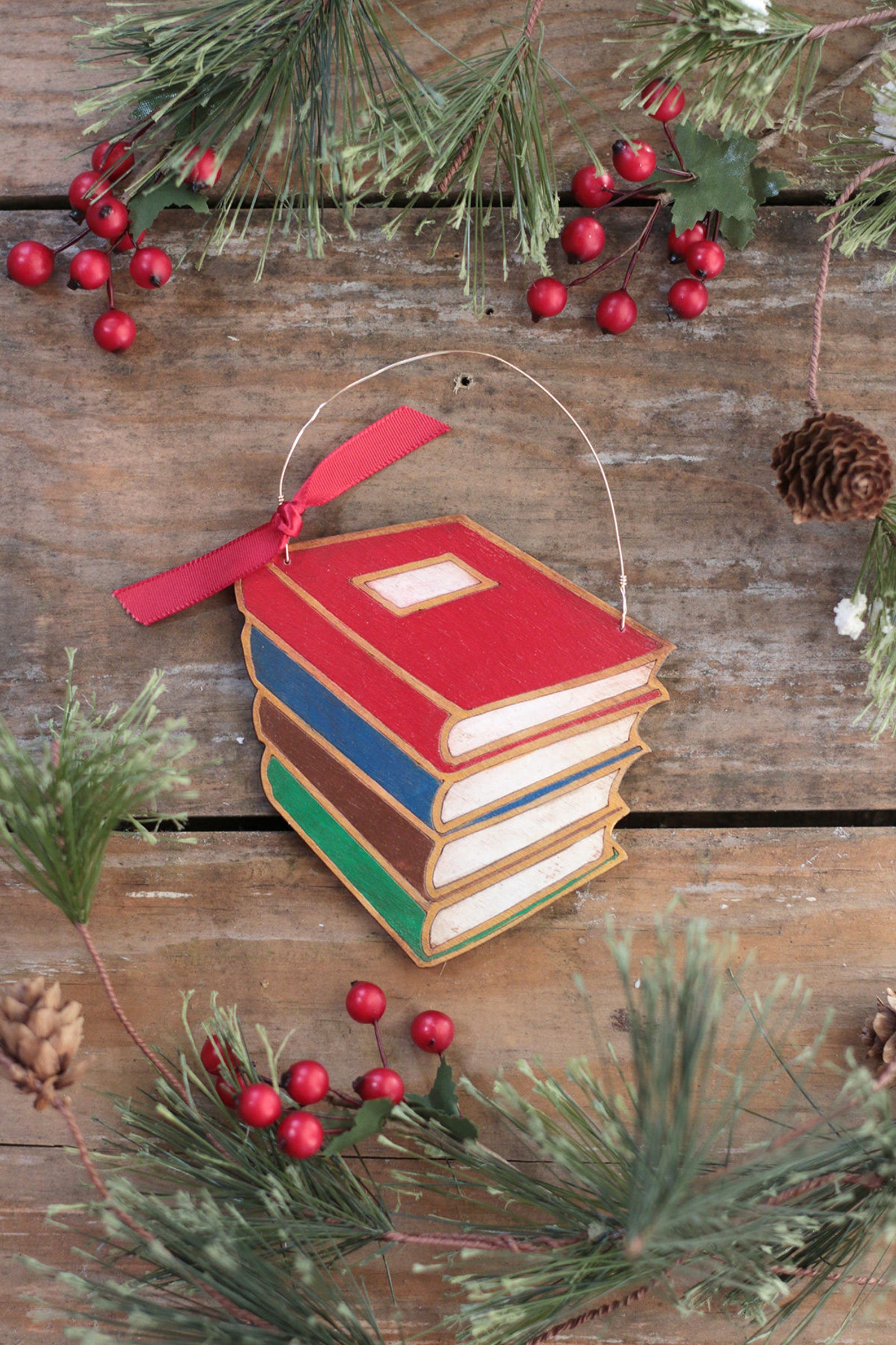 Personalized Stack of Books Ornament Custom Ornament for Etsy