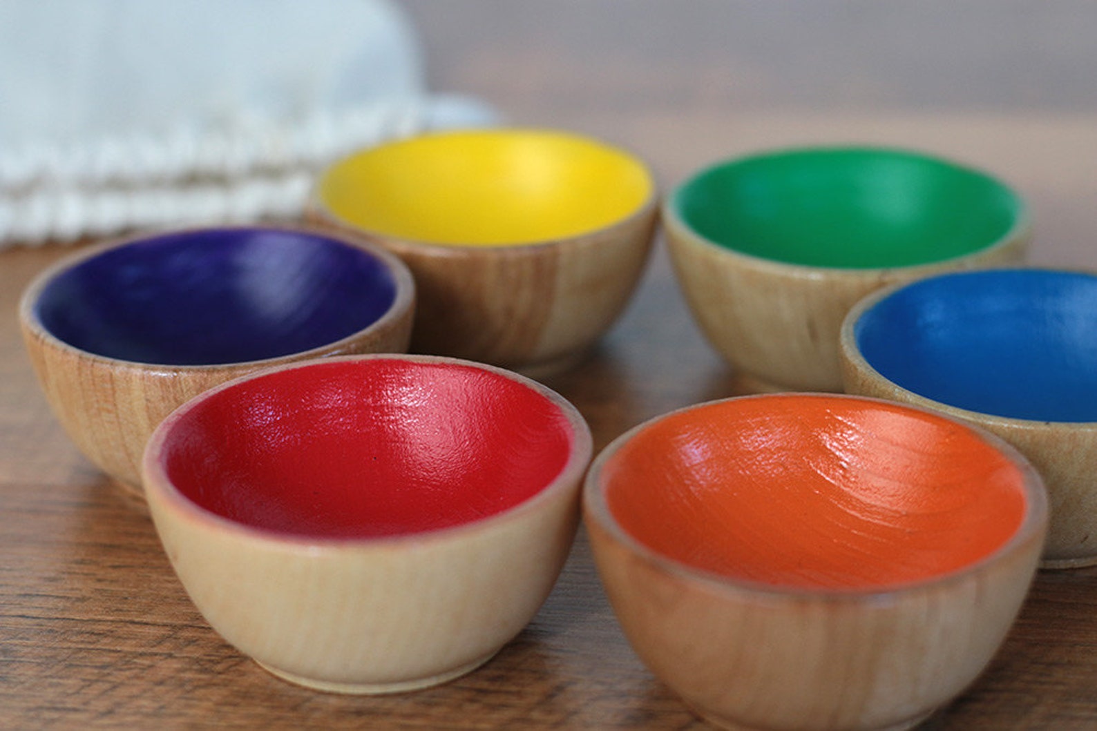 Sorting Toy Mini Wooden Bowl Set Rainbow Bowls Wooden Toy Etsy