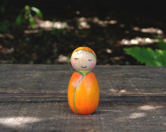Pumpkin Baby Peg Doll | Halloween Peg Doll | Fall Shelf Sitter or Ornament