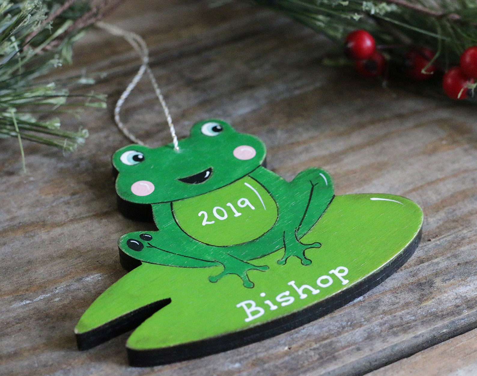 Personalized Frog Ornament Hand Painted Christmas Ornament Etsy