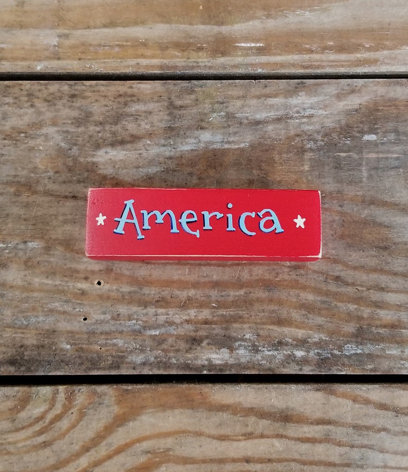 America Shelf Sitter Sign 4th of July Decor Patriotic Shelf Sitter image 5