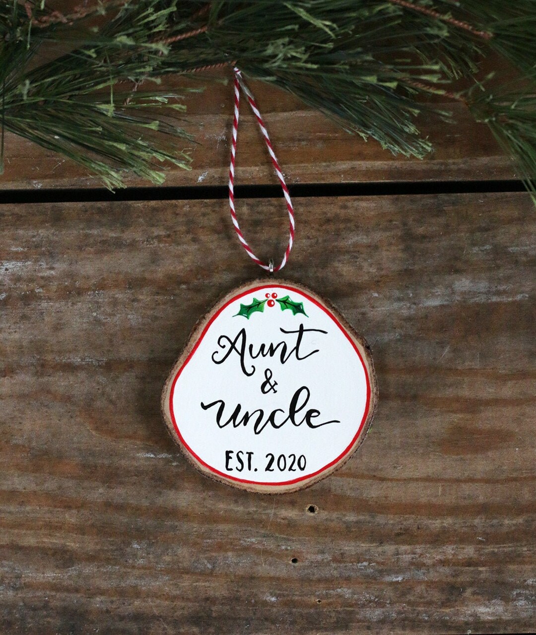 Personalized Aunt & Uncle Ornament Pregnancy Announcement Gift Hand ...