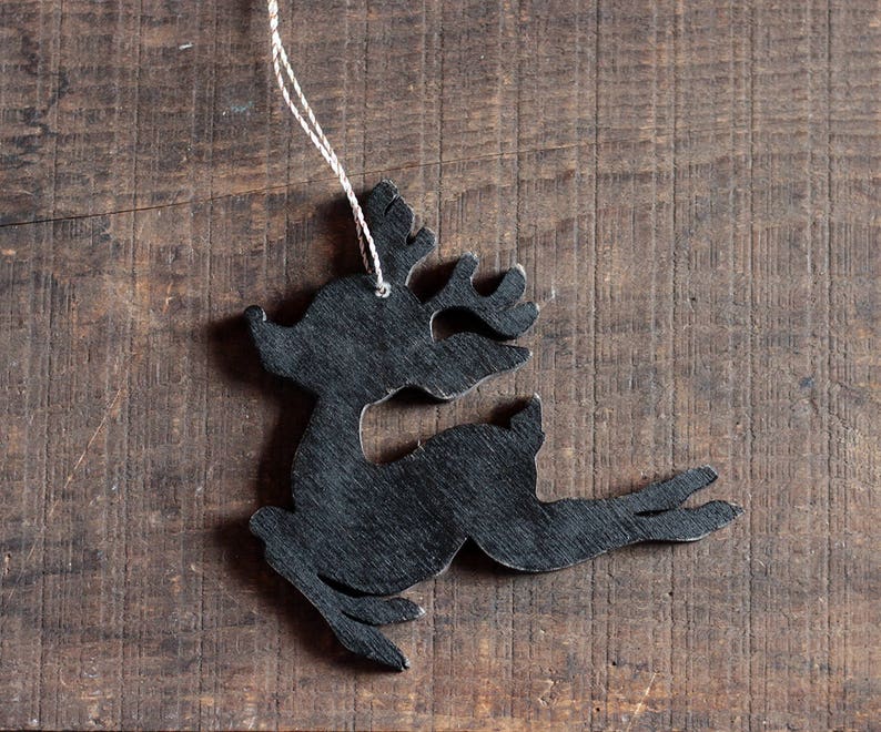 Flying Reindeer Ornament, Personalized Christmas Ornament, Hand Painted