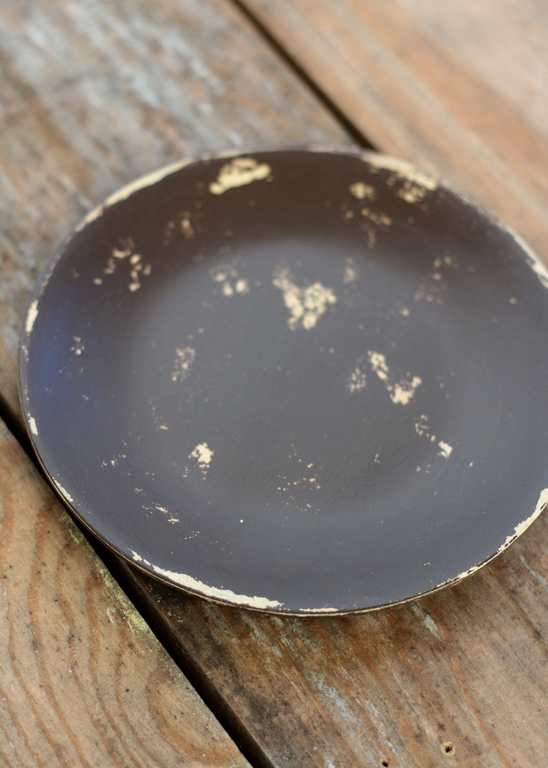 Brown Candle Plate Primitive Wood Plate Rustic Fall Decor Etsy