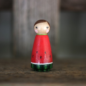 Custom Watermelon Peg Doll, Summer Peg Doll, Watermelon Decor, Cake Topper, Watermelon Ornament