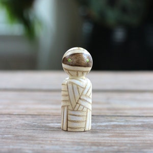 Mummy Peg Doll | Halloween Peg Doll | Spooky Cute Halloween Decor