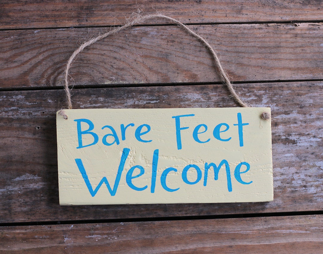 Coastal Wall Decor, Bare Feet Welcome Sign, Beach House Gift, Custom ...