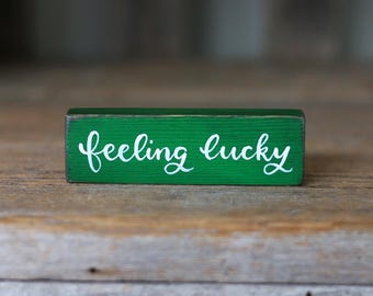 Feeling Lucky Shelf Sitter Sign, St. Patrick's Day Decor, Tiered Tray Sign