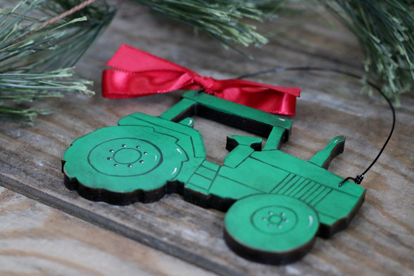 Personalized Tractor Ornament Custom Painted Christmas Etsy