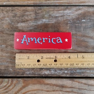 America Shelf Sitter Sign 4th of July Decor Patriotic Shelf Sitter image 3