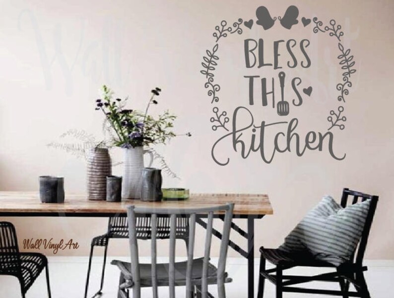 Bless This Kitchen Vinyl Decal Wall Art Home Decor Kitchen Etsy