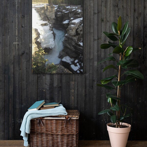 Canadian Waterfall Canvas Rocky Pines Outdoor Waterfall Alberta, Canada