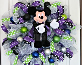 Dancing Halloween Mickey Wreath, Vampire Mickey Wreath, Halloween Wreath