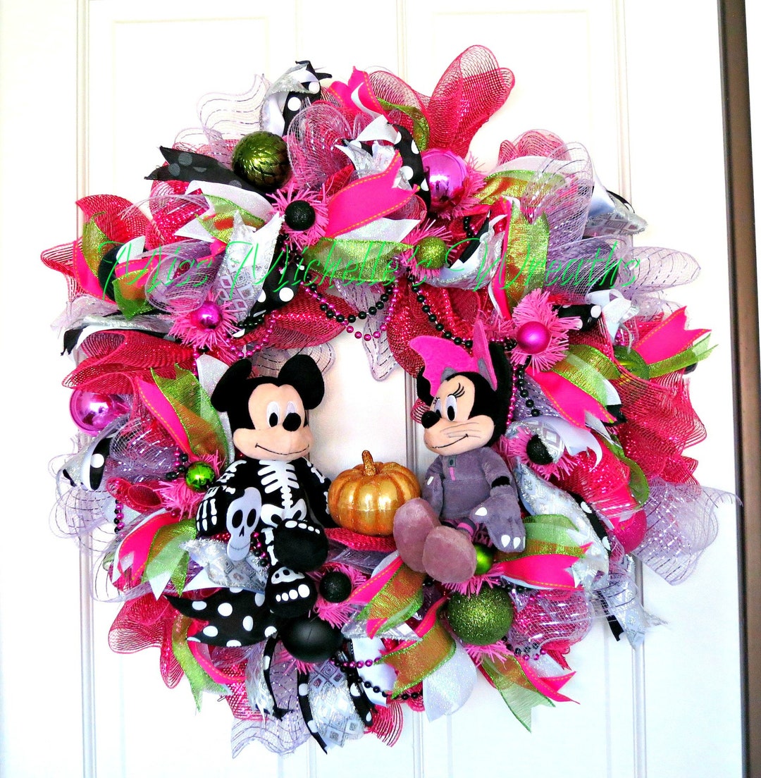Mickey and Minnie Halloween Costume Wreath Mickey Halloween Etsy