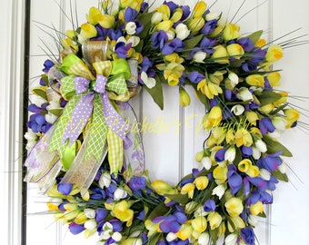 Orchid Tulip Spring Wreath, Spring Orchid Tulip Wreath, Orchid Tulip Wreath