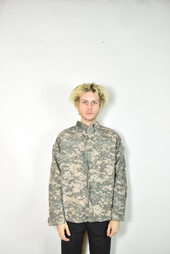 Vintage Green American Camouflage Military Jacket