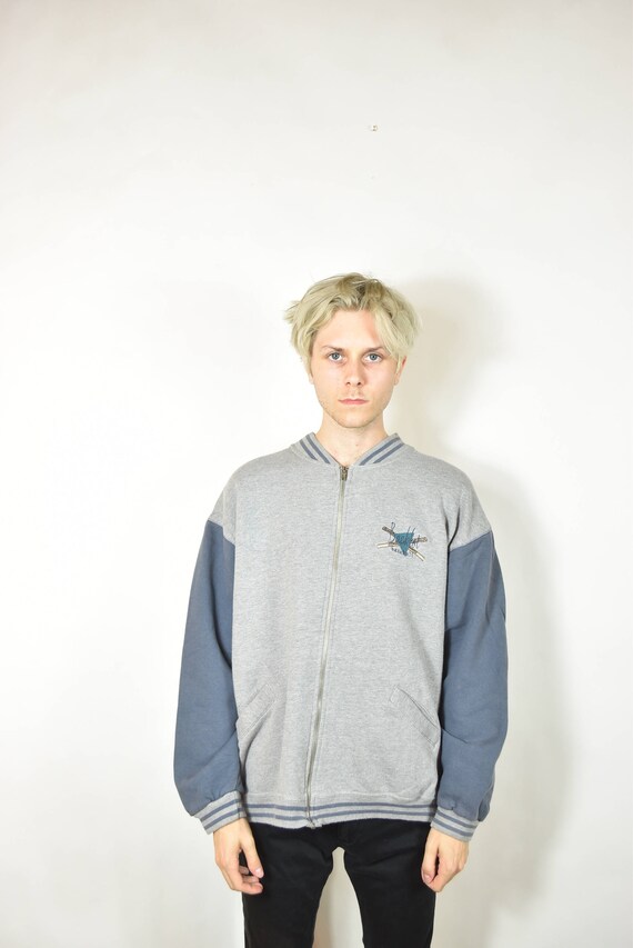 Vintage Grey Looney Tunes Baseball Jacket