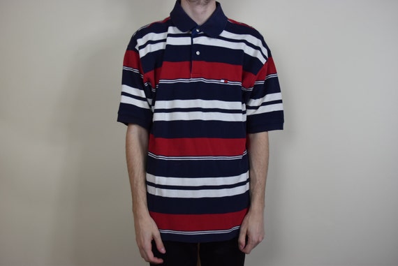 Buy Vintage Blue and Red Striped Hilfiger Polo Online in India -