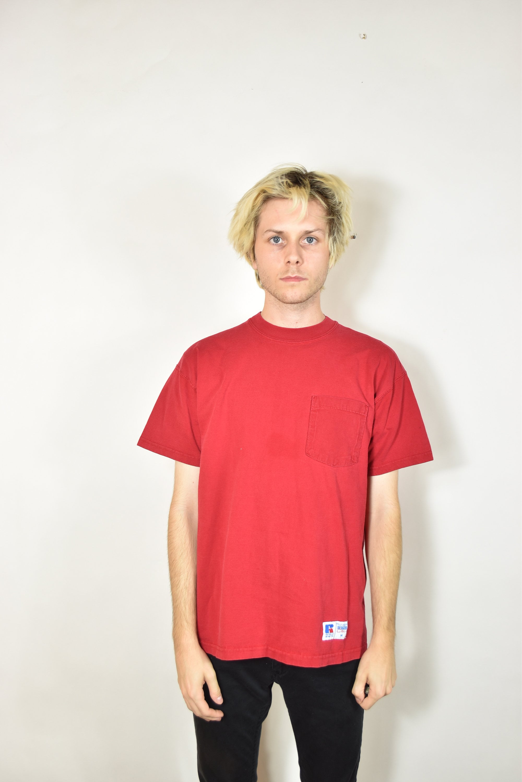 Vintage Red Russell Athletic Pocket T 