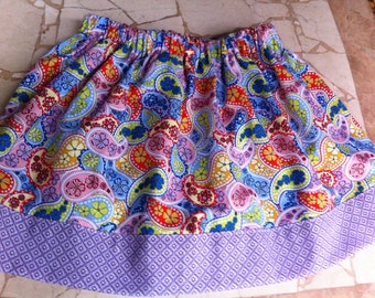 Girl's Multi-color Paisley and Lavender Skirt