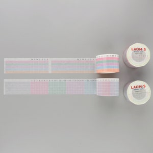 LAOMIS Japanese Colorful Washi Tape/Habit Tracker/Set of 2 / 30mm x 10m