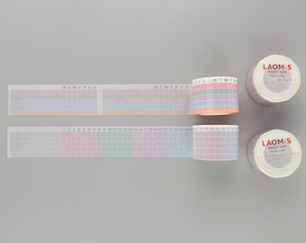 LAOMIS Japanese Colorful Washi Tape/Habit Tracker/Set of 2 / 30mm x 10m