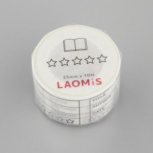 LAOMIS Japanese 5 Star Book Rating Tracker Washi Paper Tape / 25mm x 10M