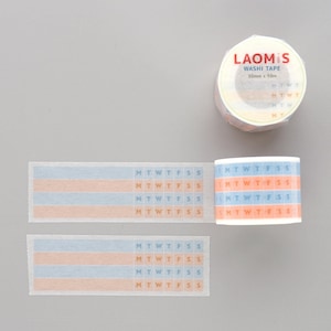 LAOMIS Japanese 2 Tone Color Washi Tape/ Weekly Habit Tracker / 30mm x 10m