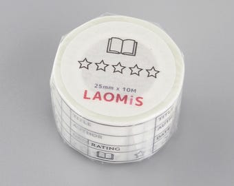 LAOMIS Japanese 5 Star Book Rating Tracker Washi Paper Tape / 25mm x 10M