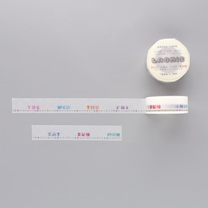 LAOMIS Japanese Days of the Week Colorful Watercolor Washi Paper Tape / 15mm x 10m