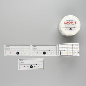 LAOMIS Japanese Music Playlist Tracker Washi Paper Tape / 25mm x 10M