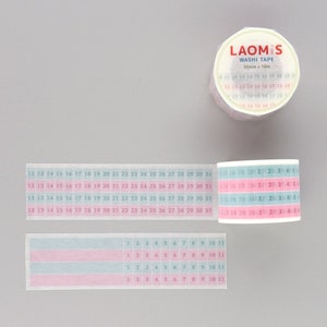 LAOMIS Japanese 2 Tone Color Washi Tape/ Monthly Habit Tracker / 30mm x 10m