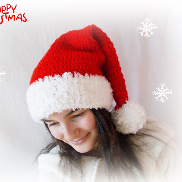 Cappello natalizio all'uncinetto, cappello da Babbo Natale,