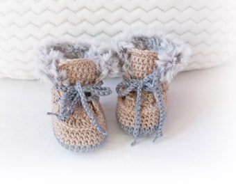 Crochet baby booties, Baby boy girl  natural shoes, Newborn gift , Baby gift