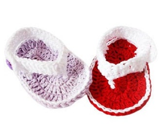 Crochet Baby Flip Flops, Newborn Sandals, Red Purple sandals, Red Baby Flip Flops, Summer Baby Shoes, Crochet Baby Sandles