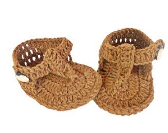 Brown Baby Flip Flops, Baby Sandals, Brown sandals, Crochet Baby Flip Flops, Summer Baby Shoes