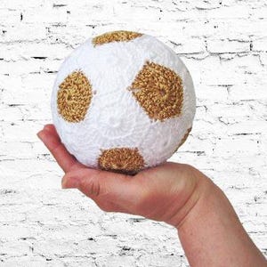 Crochet baby  Soccer Ball , photo prop, Crochet Soccer  white gold Sport Balls Game Football