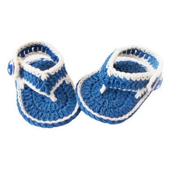 Tongs pour bébé garçon, Sandales pour bébé Au crochet bleu, Cadeau bébé, Chaussures pour nouveau-né
