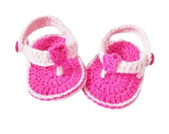 Crochet Baby pink Flip Flops, New baby girl shoes, baby shower gift