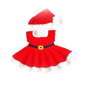 Christmas baby dress hat set, crochet newborn Santa set dress hat