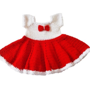 Baby Christmas dress, Crochet baby Santa outfit,  Newborn girl Christmas costume