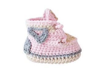 Crochet Baby Boy Girl Shoes, Pink Baby Sneakers, Baby Booties, New Baby Gift