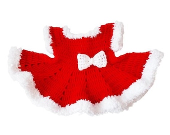 Christmas baby dress, crochet newborn Santa outfit